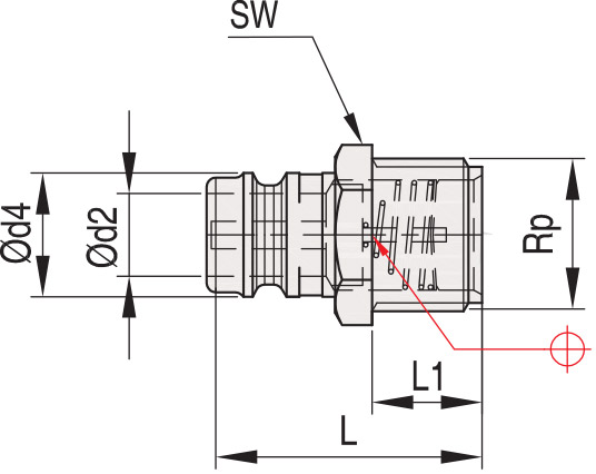 Соединительный штуцер с клапаном - ST13, схема