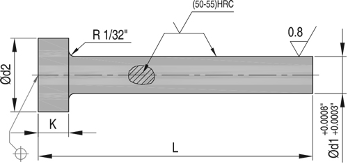 Закалённые дюймовые толкатели CX, схема