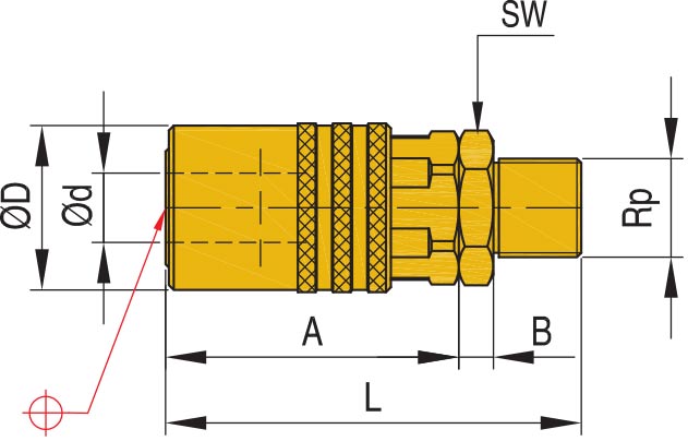 Муфты с клапаном и внешней резьбой - FSVK, схема