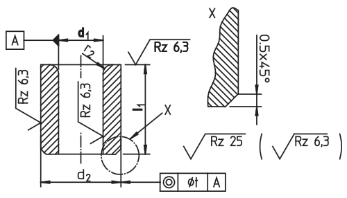 Направляющие втулки для пуансона,DIN 9845,тип С - WZ 7093, схема
