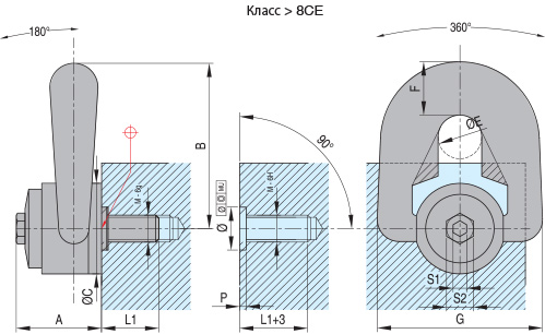 Двойной поворотный подъёмный рым-болт, с центрированием DSPC, схема
