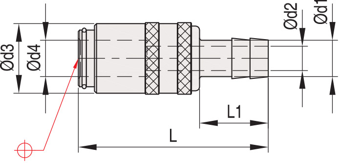 Муфта быстросъемная прямая с клапаном - MK10, схема