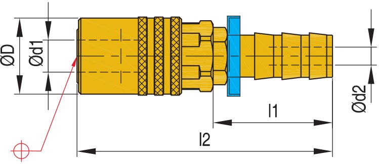Муфта быстросъемная  Jiffy Lok Push-to-Lock прямая с клапаном - SVK-PL, схема