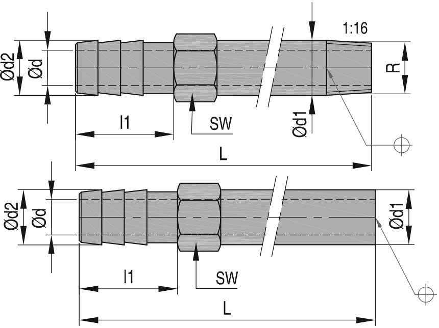 Штуцер латунный BSS, схема